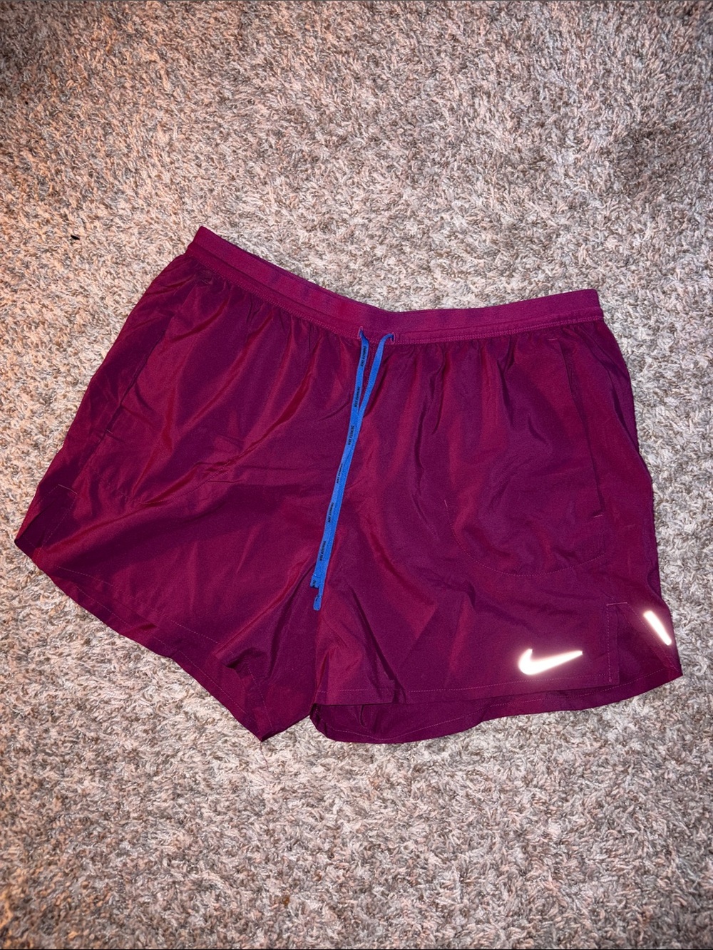 Nike plumm Athletic Shorts with Blue Drawstring
